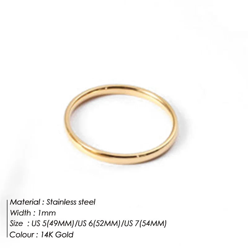 eManco Simple Stainless Steel Women's Rings Gold-plated Round Ring Girl's Jewelry Gift Factory Outlet