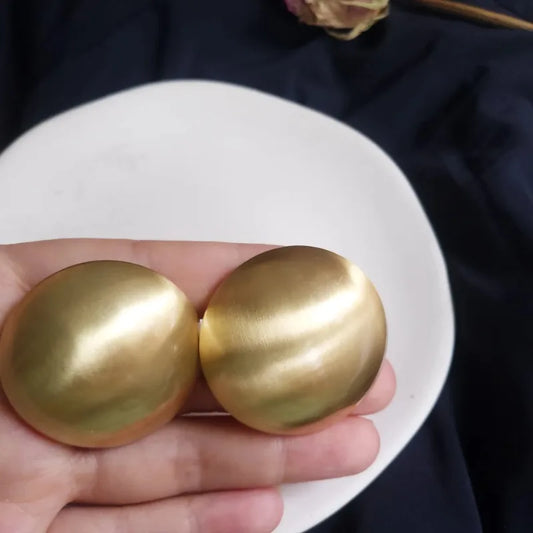 Big Round Frosted Gold Stud Earring for Women