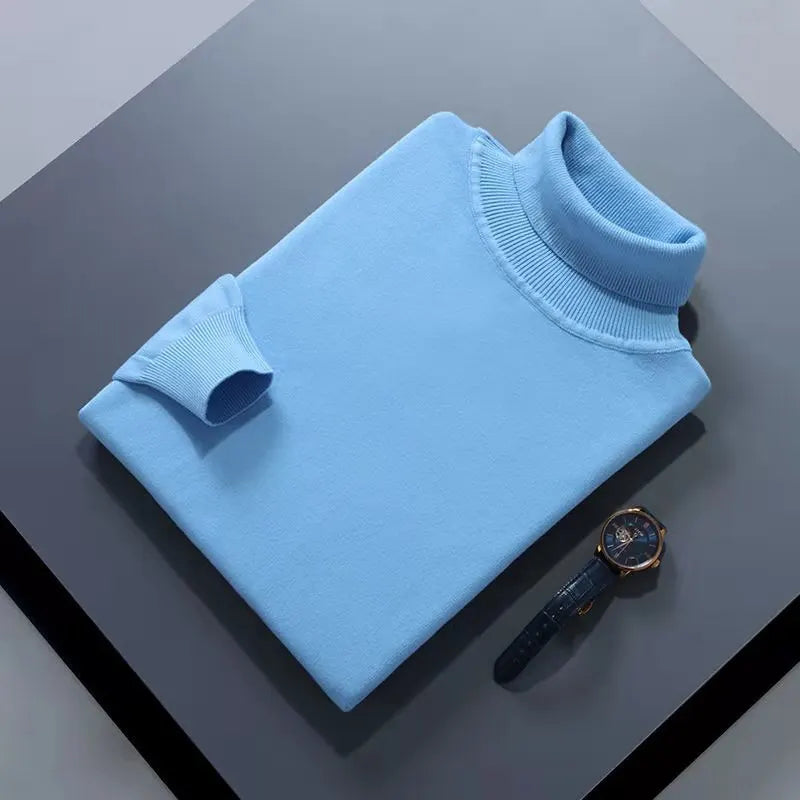Men’s Cashmere‑Cotton Turtleneck Sweater