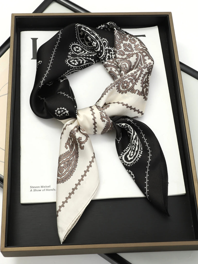 Luxury Brand Square Silk Scarf Women Hairband Design Printed Small Satin Shawls Foulard Neckerchief Female Headbands Bandana