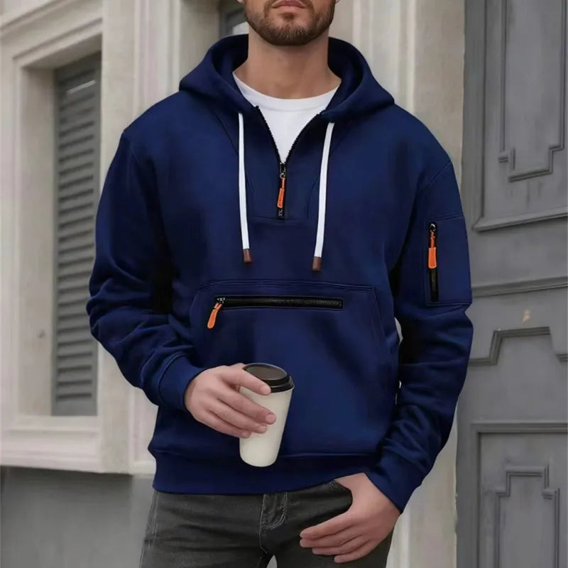 Men’s Multi‑Pocket Arm‑Zipper Hoodie