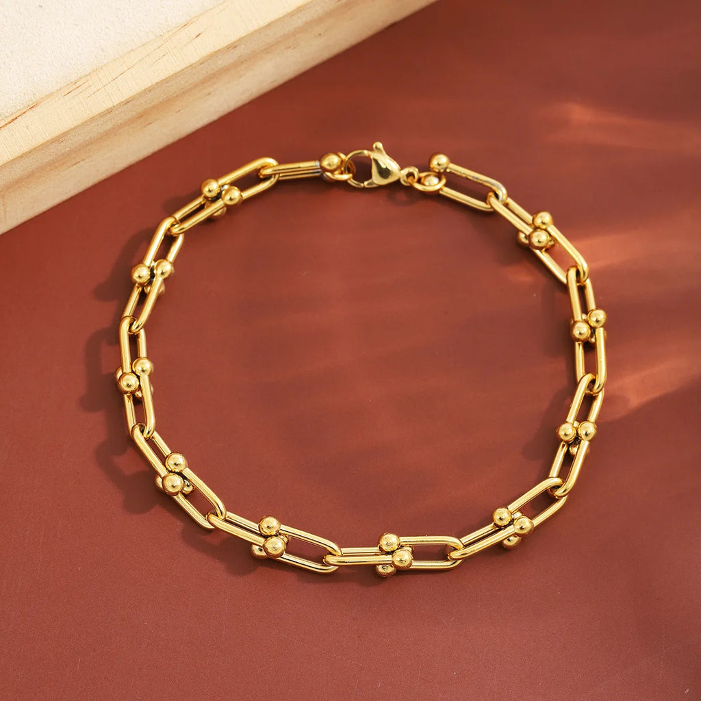 Fashion Charm U-Shaped Bracelet For Women Men Stainless Steel 18K Gold Plated Chain Unisex Jewelry Gift daily wear