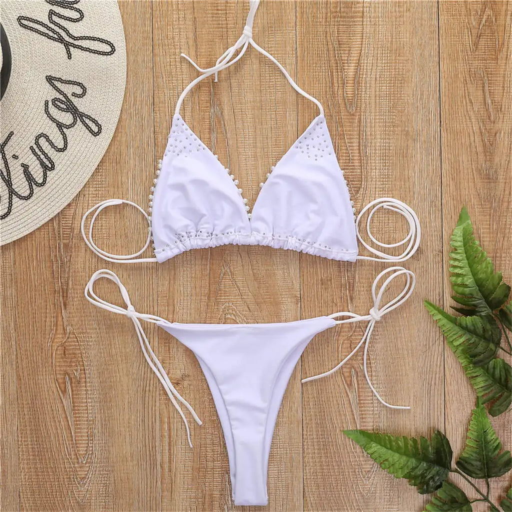 Luxury Pearl Halter Mini Bikini