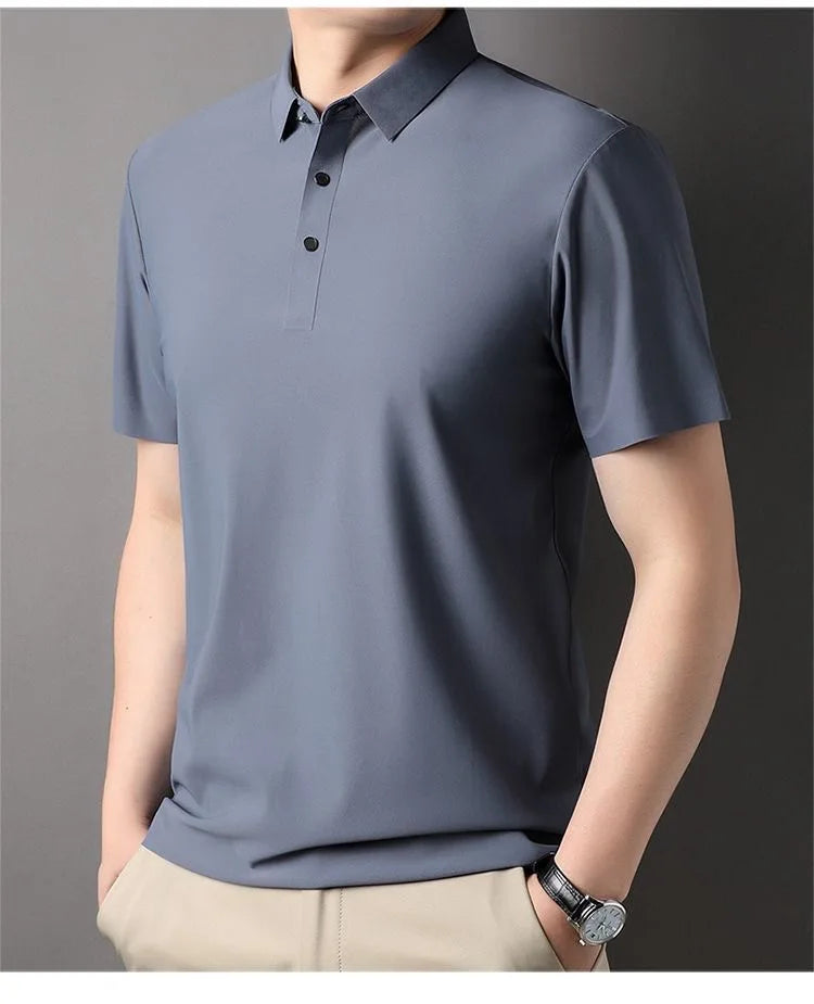 Ice Silk Short‑Sleeve Polo Shirt