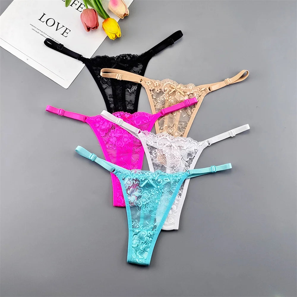 5‑Pack Lace Adjustable Thongs