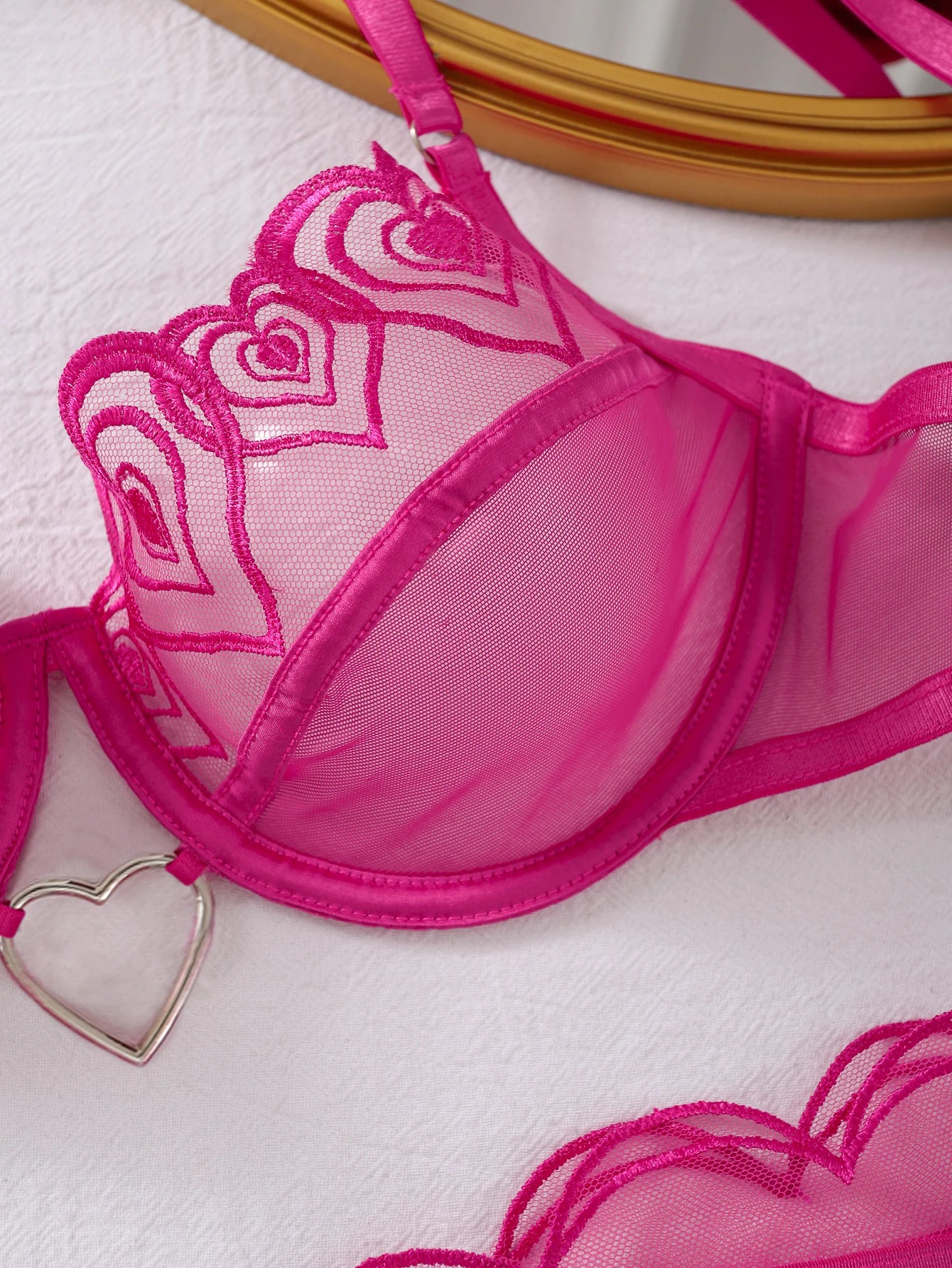 MUZISKAT Love Embroidery Lace Lingerie Set
