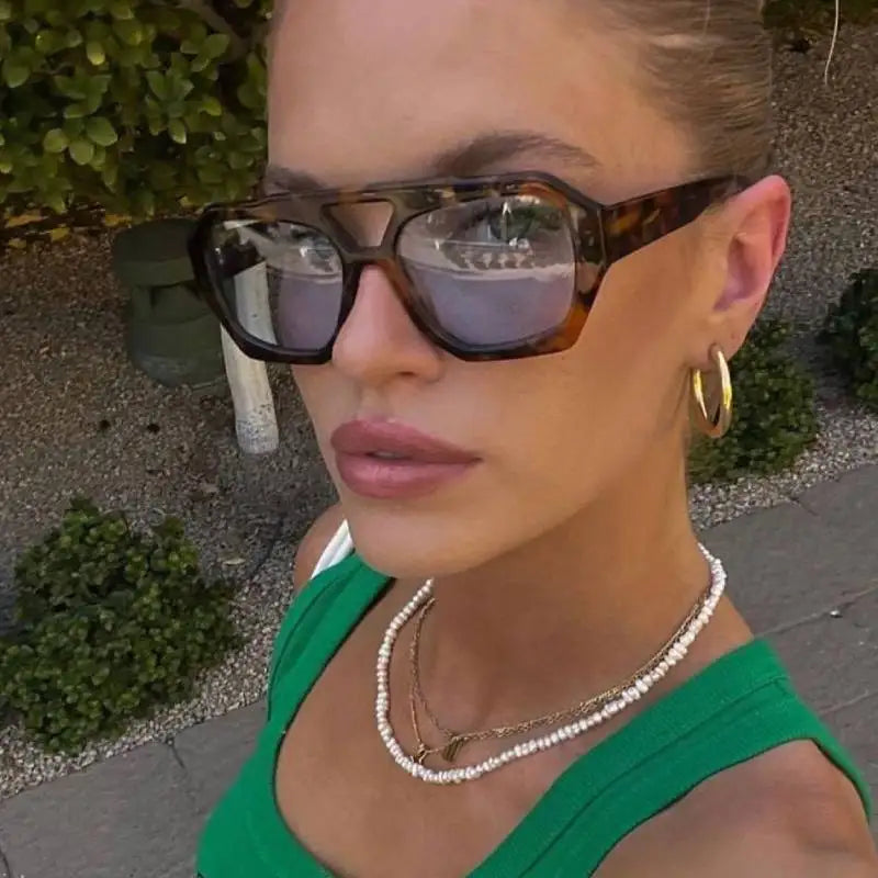 Fashion Double Bridges Women's Sunglasses Men 2025 Big Frame Eyewear Retro Luxury Designer Sun Glasses Women Shades gafas de sol