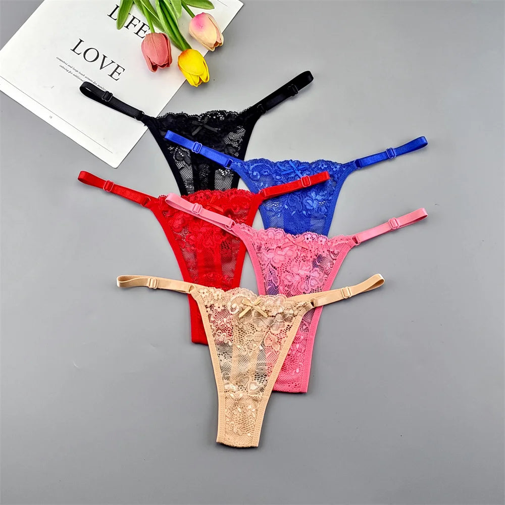 5‑Pack Lace Adjustable Thongs