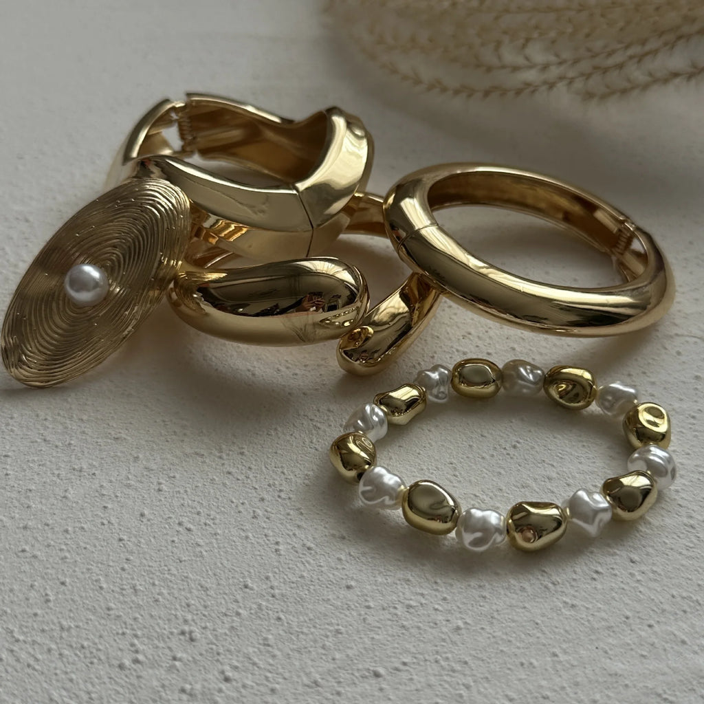 Vintage Metal Wave Twist Irregular Chunky Cuff Bracelet