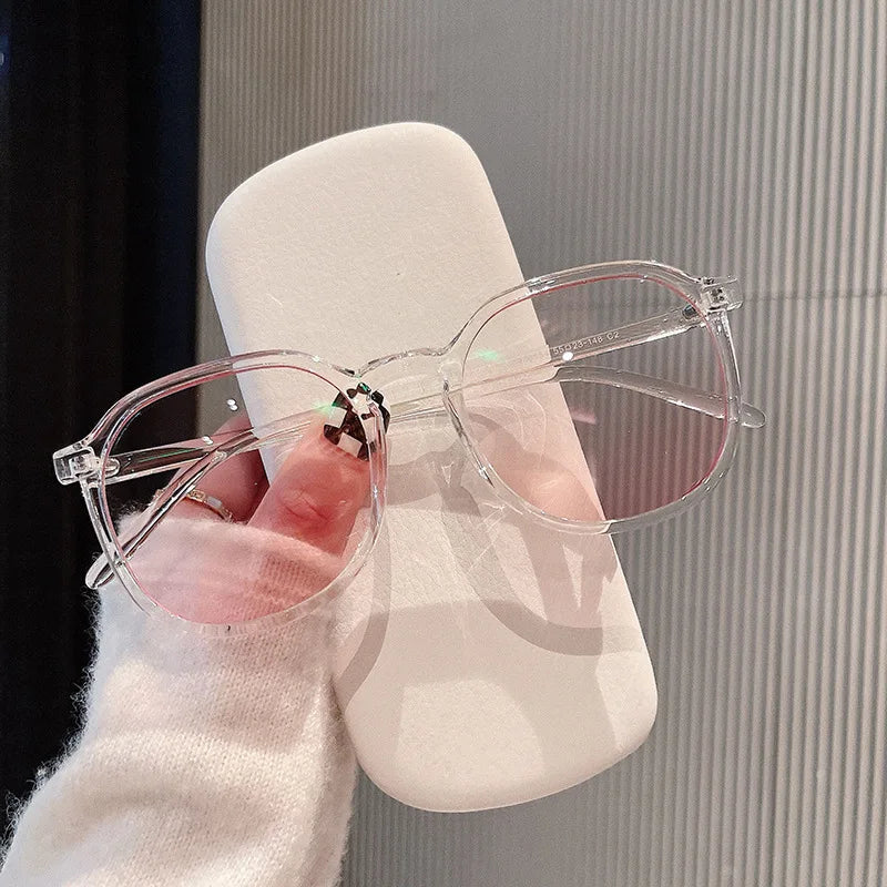 Korean Stylish Woman Sunglasses Gradient Pink Lenses Girls Decorative Glass Fashion Trendy Travelling Female Sunglass