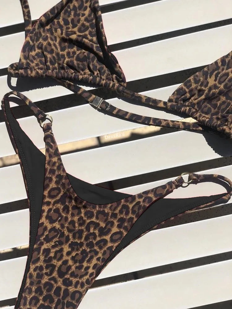 High‑Cut Micro Leopard Bikini