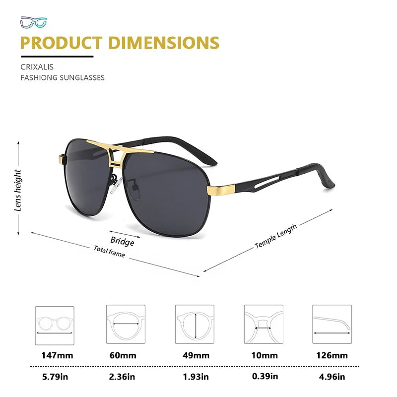 CRIXALIS Pilot Polarized Sunglasses Men Outdoor Sport Fishing Sun Glasses Male Fashion Anti Glare Driving Shades UV Protection