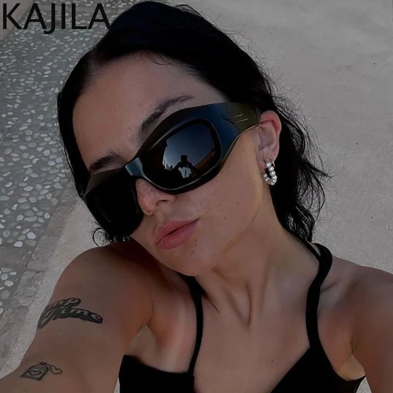Cyber Y2K Punk Sunglasses Women Men Sports Square Sun Glasses for Ladies 2025 Luxury Brand Steampunk Sliver Eyewear Shades UV400