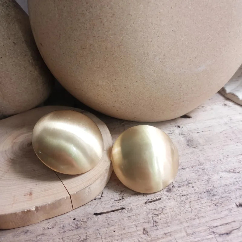 Big Round Frosted Gold Stud Earring for Women