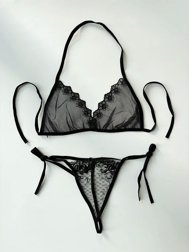 Custom Name Crystal Letter Lace Lingerie Set