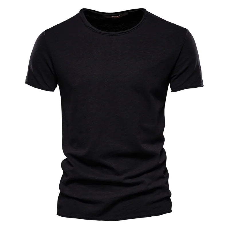 Men’s 100% Cotton Thin Summer T‑Shirt – Soft Breathable O‑Neck Casual Fitness Top