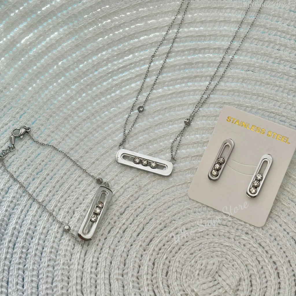 3‑Piece Luxury Stainless Steel Jewelry Set for Women