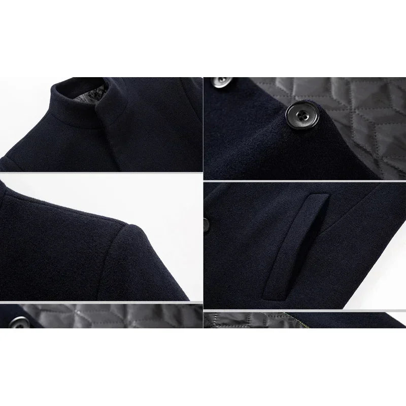TFETTERS Brand Trench Coat Korean Fashion Business Casual Stand Collar Long Jackets for Men 2026 Autumn Windbreaker Winter Coats