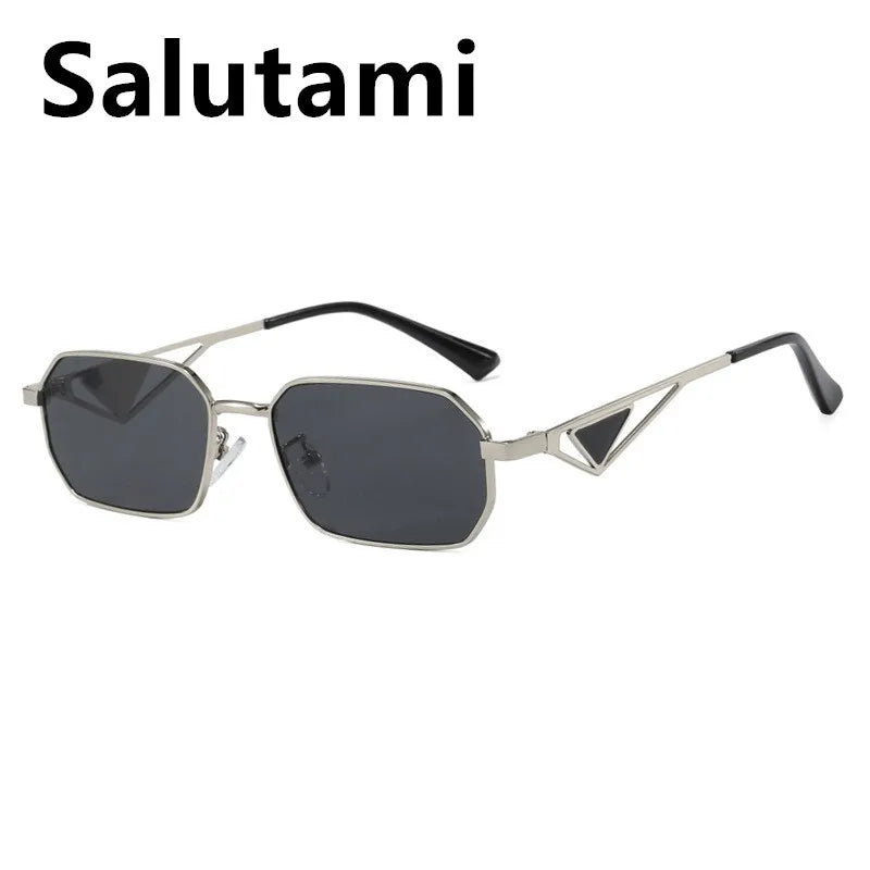 unique small square alloy triangle leg sunglasses for women new fashion brand elegant gradient sun glasses ladies sexy shades