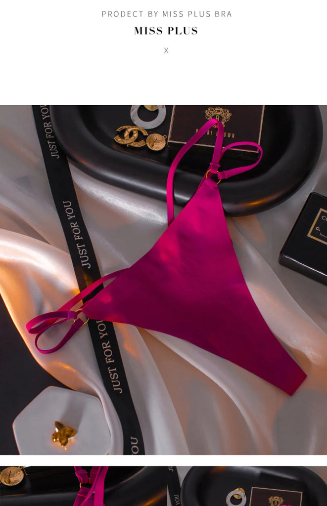 Ice Silk Seamless G‑String Thong — Women’s Lightweight Underwear with Iron‑Ring Detail (S–XL)