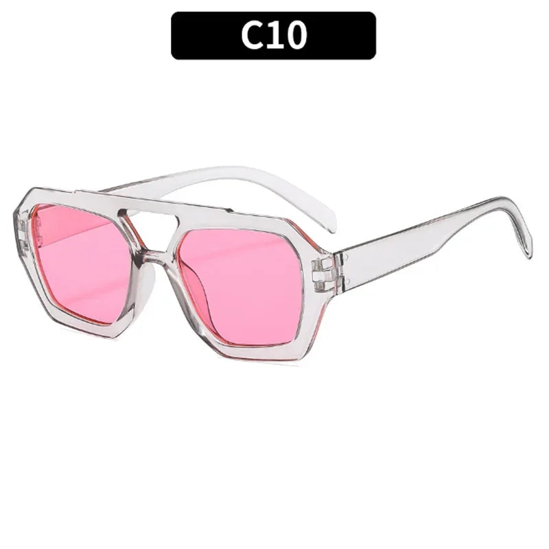 2025 Retro Double Bridge Fashion Sunglasses Women's Luxury Light Rhombus Women Sun Glasses Ins Trending Sun Shades UV400