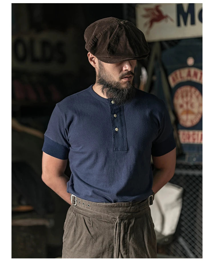 Rugged Bronson Retro Henry Collar Shirt