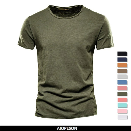 Men’s 100% Cotton Thin Summer T‑Shirt – Soft Breathable O‑Neck Casual Fitness Top
