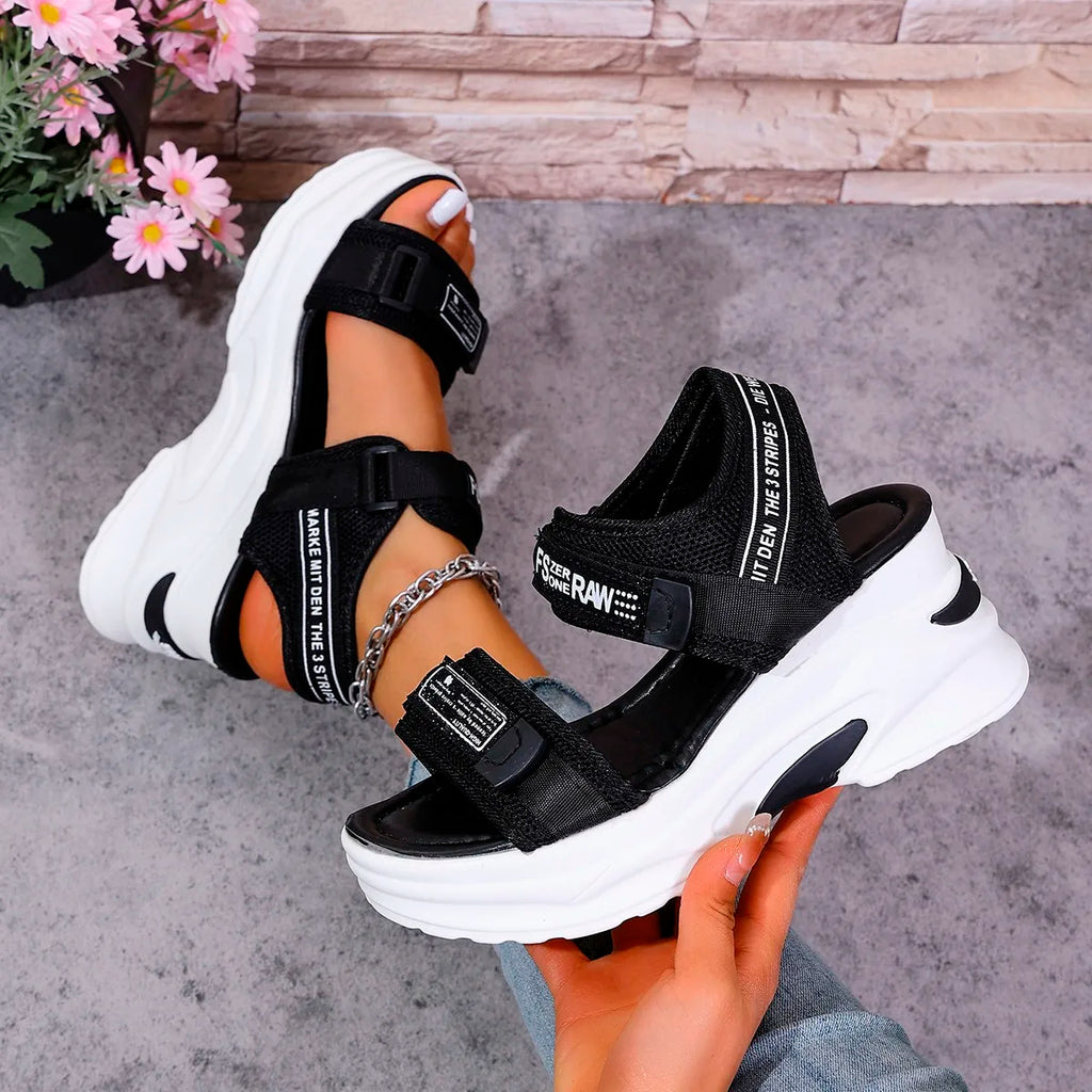 Women’s Platform Wedge Sandals — Lightweight Velcro Beach Sandals Zapatos De Mujer