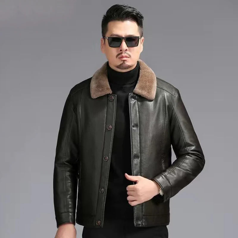 Genuine Sheepskin Leather Fur Jacket