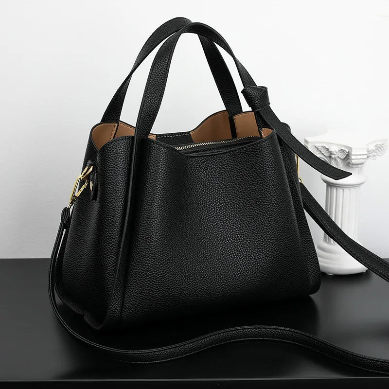 Retro Fashion Simple New Texture Large Capacity Shoulder Bag Women's Handbags Portable Messenger Bucket Bag