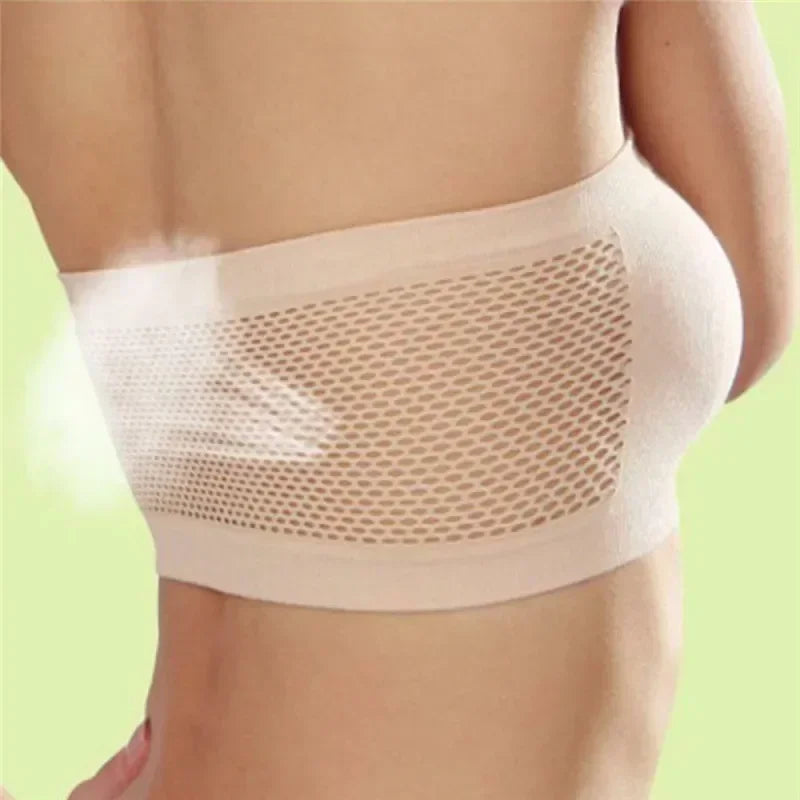 Ladies' Sexy Strapless Crop Top Bra Bandeau Boob Tube Brassiere Summer Breathable Mesh Invisible Strapless Chest Wraps Tube Tops