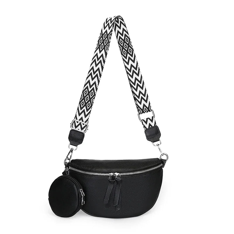 Luxury Genuine Leather Woman Chest Bag High Quality Cow Leather Women's Crossbody Bag With Small Purse Female Handbags Waist Bag