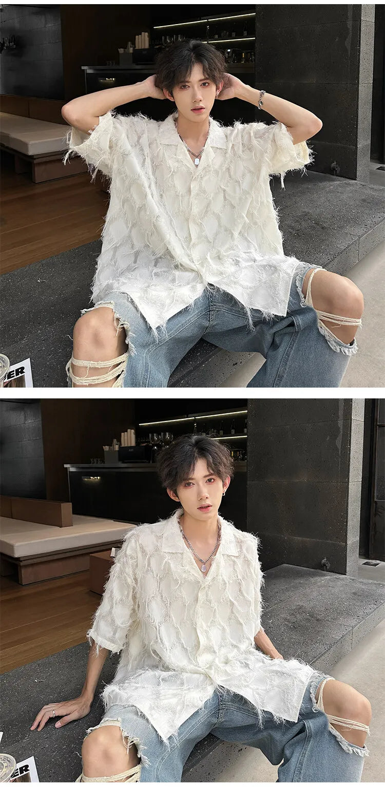 Loose Short‑Sleeve Suit‑Collar Shirt