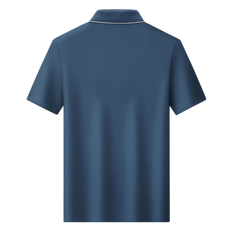 Men Polo Short sleeve 2025 Summer Plus Size 9xl 8xl 7xl High Quality Ice Silk Solid Color Men's Business Casual Polo Shirts