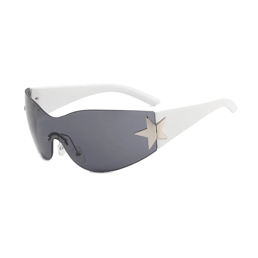 New Women's Rimless Star Decoration Integrated Y2K Hot Girl Style Hip Hop Fashion Sunglasses Beach Party Glasses Men