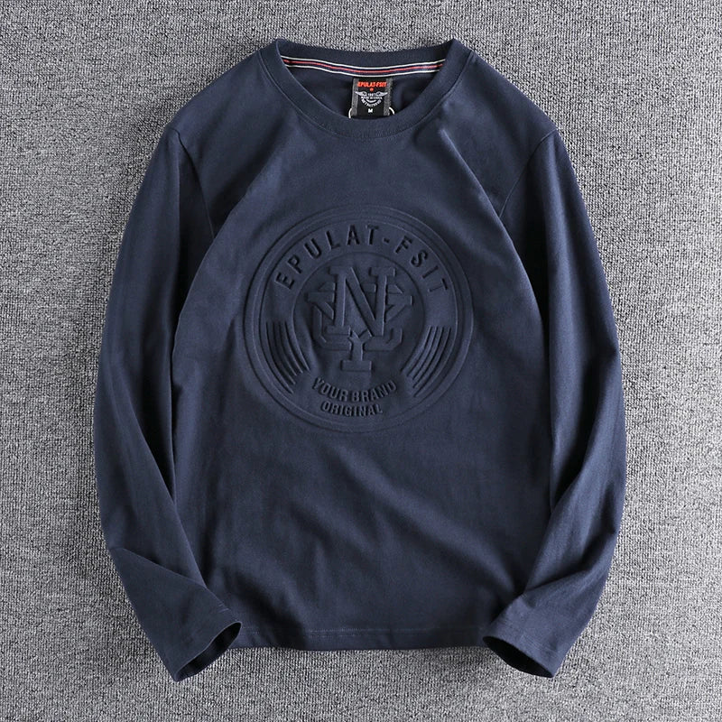 American Retro 3D Letter Long‑Sleeve T‑Shirt