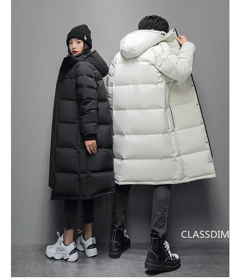 New Winter Duck Down Coats Men Hooded Long Puffer Jackets Unisex Casual Parkas Quality Couples Outdoor Windproof Warm Jackets 3X