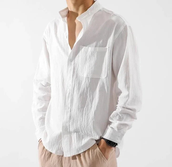 White Linen Shirt with Pocket