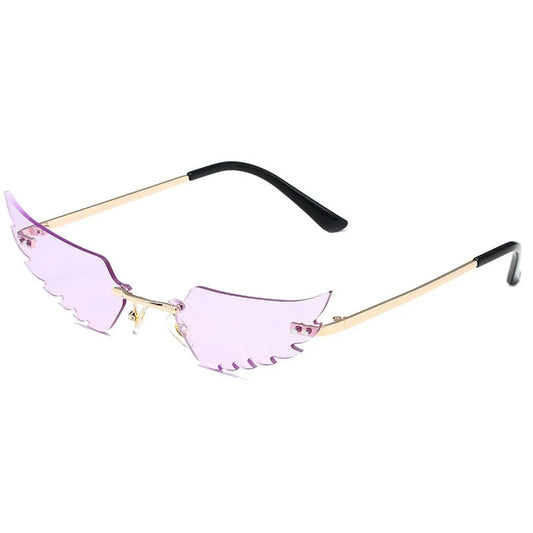 Wings Shape Rimless Sunglasses Women Ins Frameless Eyeglasses Female Party Funny Glasses Trend Eyewear Ocolus De Sol Feminino