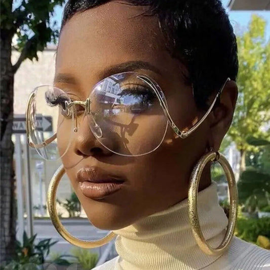 Outdoor Big Frame Round Sunglasses Women Men Geometric Cool Sun Glasses Mirror Metal Colors Designer Brand Fashion