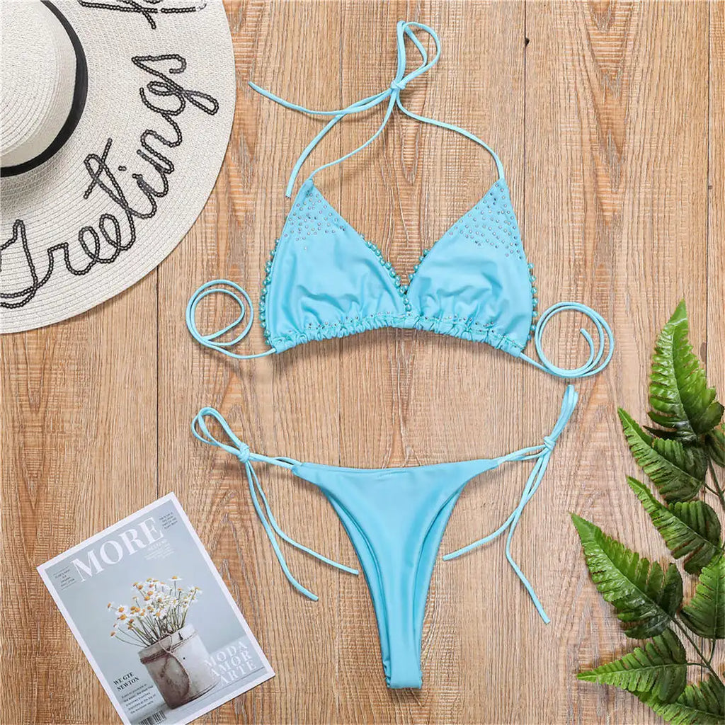 Luxury Pearl Halter Mini Bikini