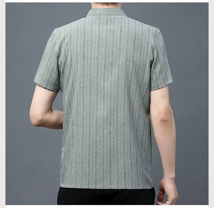 Gray Textured Short‑Sleeve Shirt