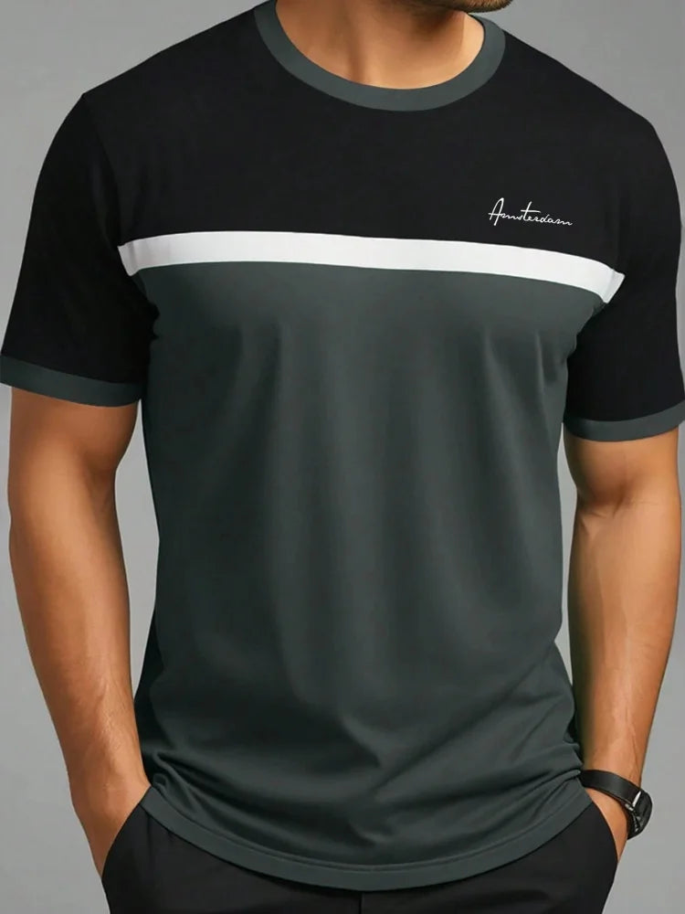 Men’s Oversized Letter‑Print T‑Shirt – Summer Loose Fit Sports Casual Short Sleeve Top