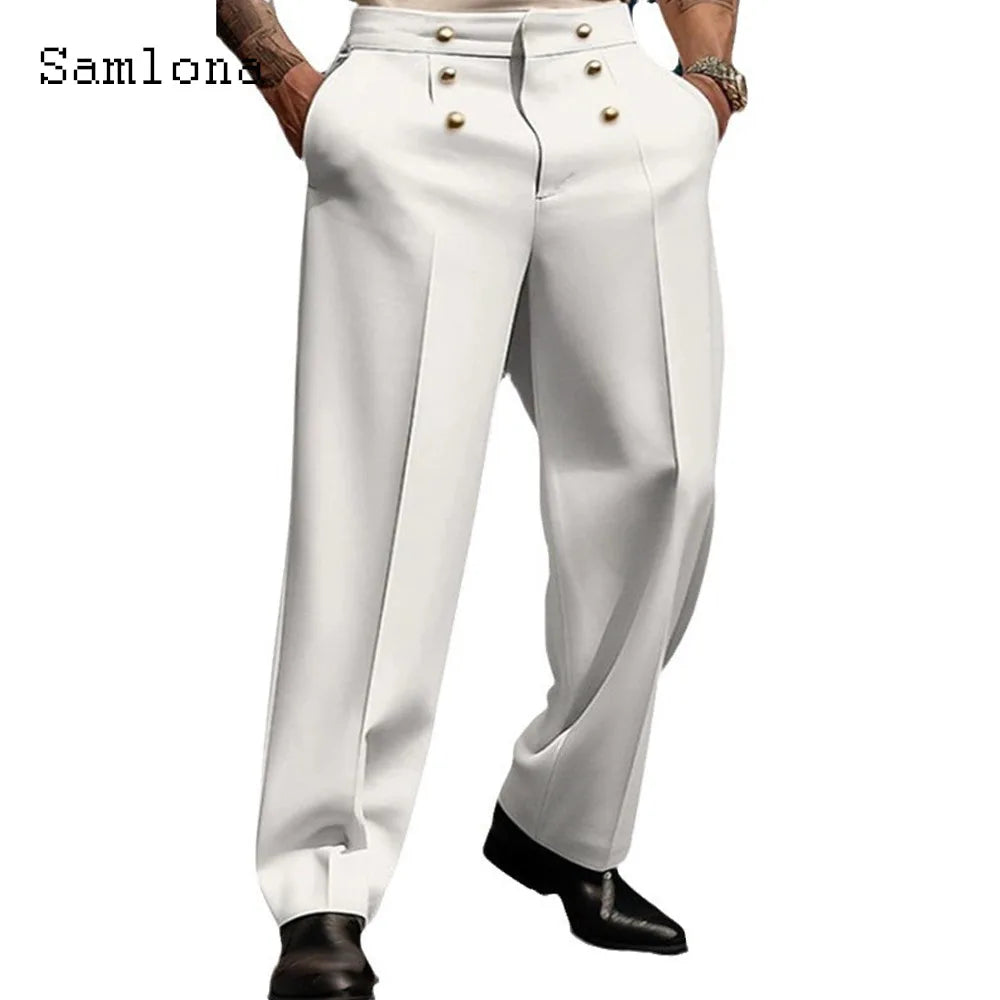 Solid White Formal Suit Pants