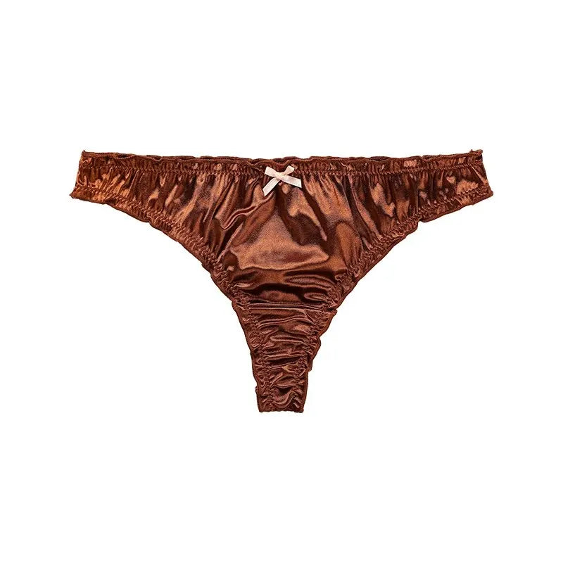 Frill‑Trim Satin Ice‑Silk Seamless Panties
