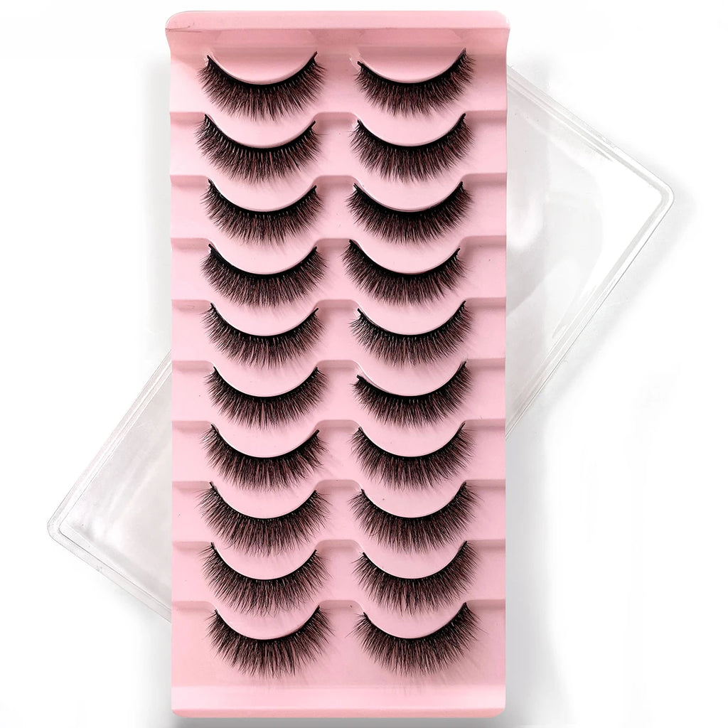 10Pairs Multipack 3D Mink Lashes False Eyelashes Handmade Wispy Fluffy Long Lashes Natural Eye Makeup Tools Eye Lashes H13 E08