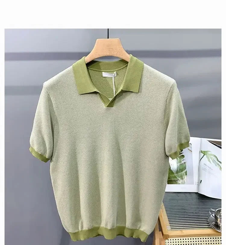 Italian Cuban Collar Ice Silk Polo