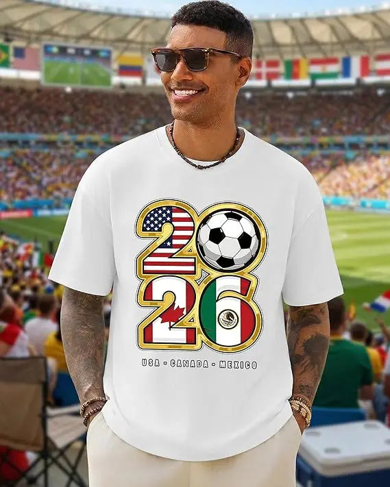2026 Soccer Fan T‑Shirt — North America Flags Graphic Tee USA Canada Mexico Unisex