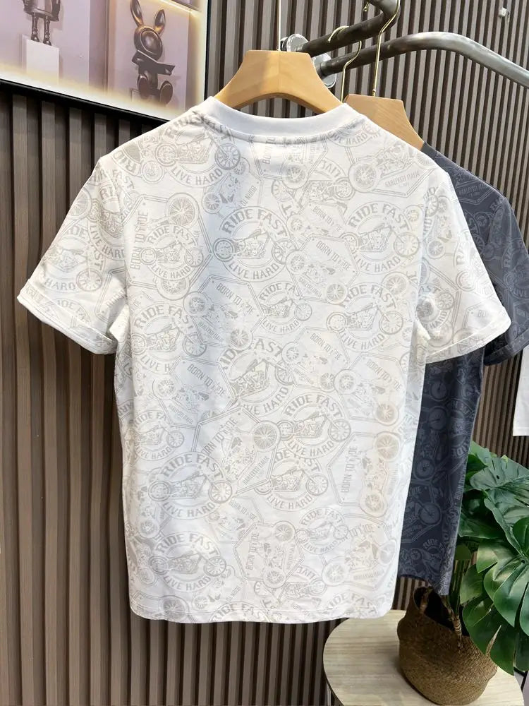 Embroidered Black Graphic T‑Shirt