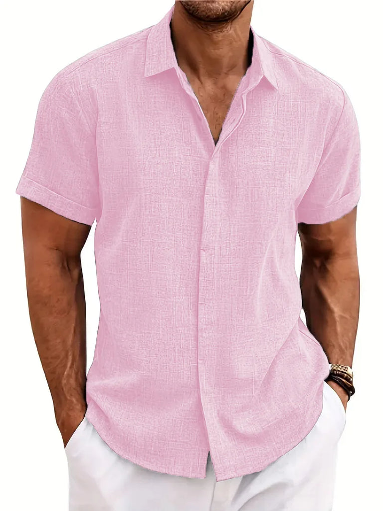 2024 New Men's Summer Lapel Shirt Large Size Loose Casual Comfortable Beach Short-Sleeved Top